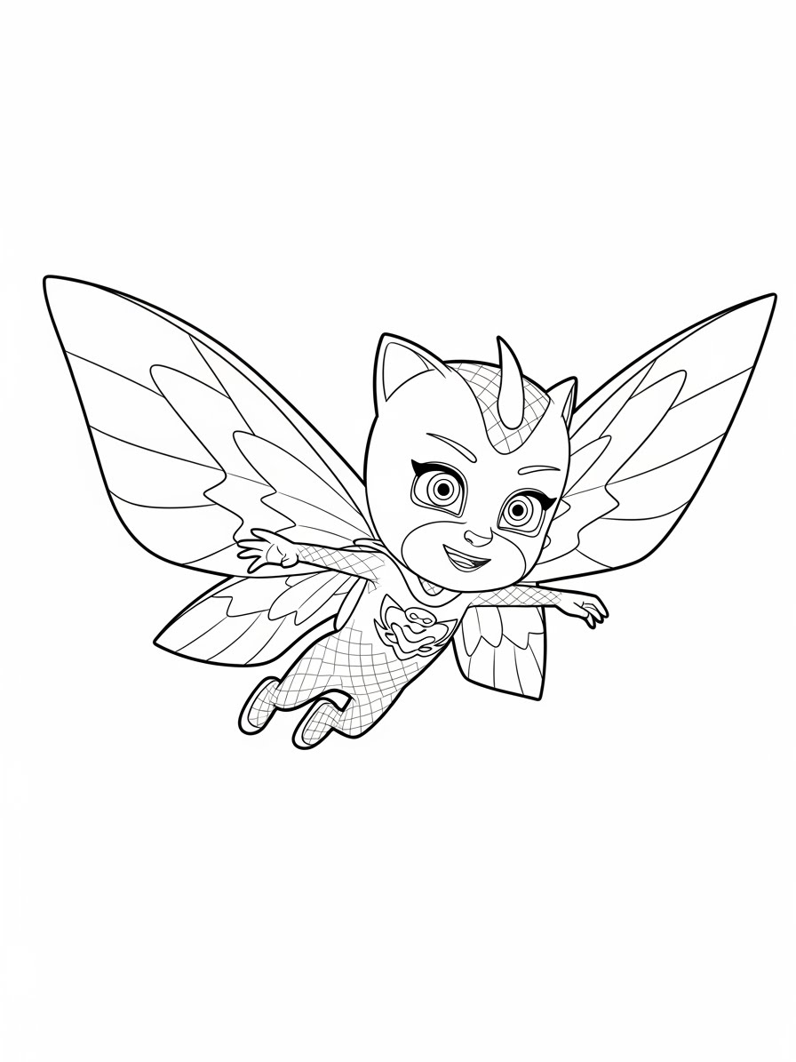 Desenho dos Pj Masks Corujita voando para colorir