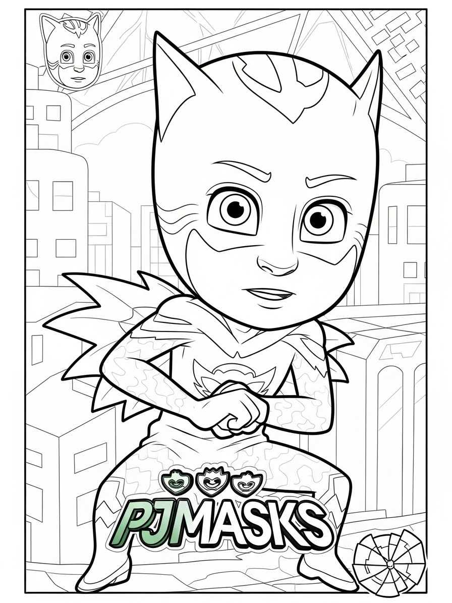 Desenho dos Pj Masks Menino-Gato pronto para colorir