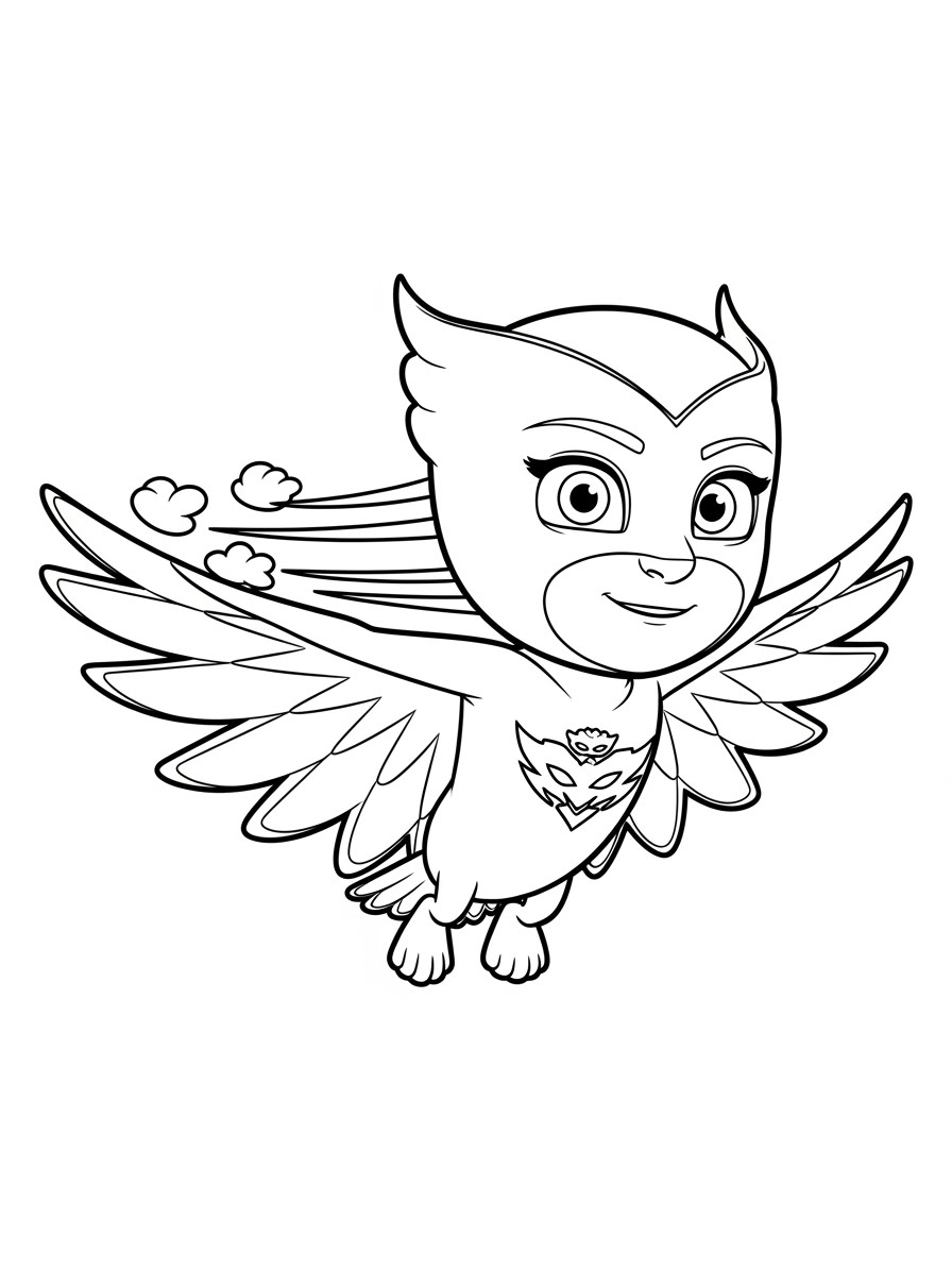 Desenho dos Pj Masks Corujita voando para colorir