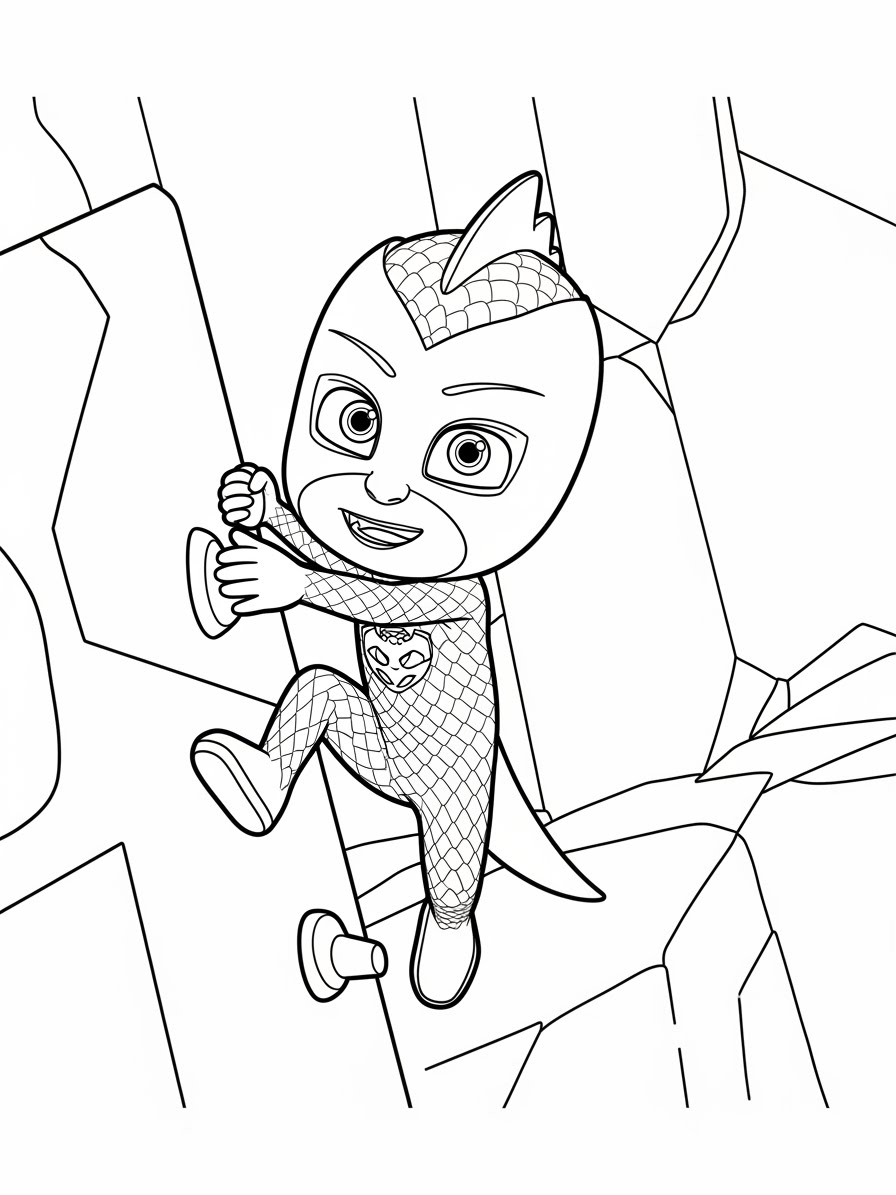 Desenho dos Pj Masks Lagartixo escalando para colorir