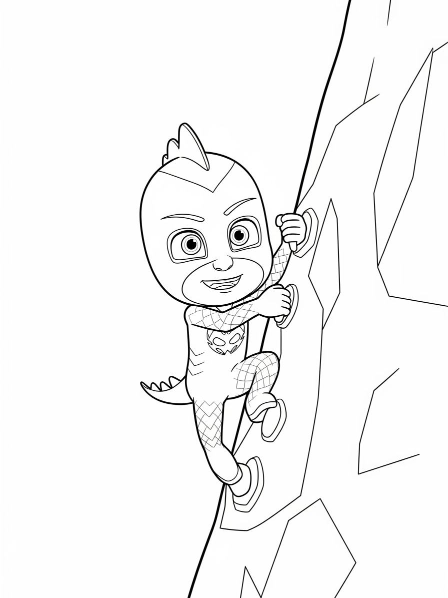Desenho dos Pj Masks Lagartixo escalando para colorir