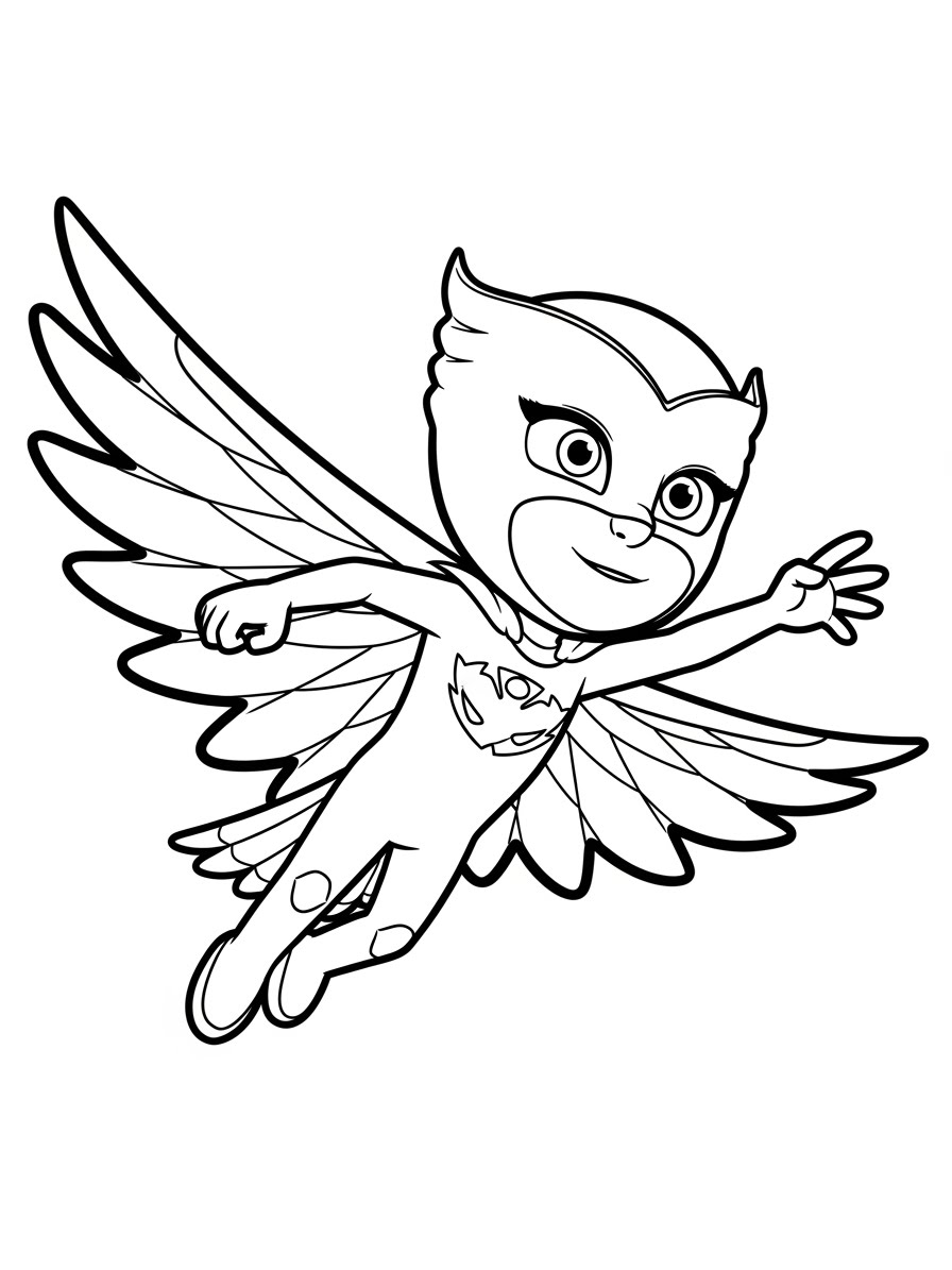 Desenho dos Pj Masks Corujita voando para colorir