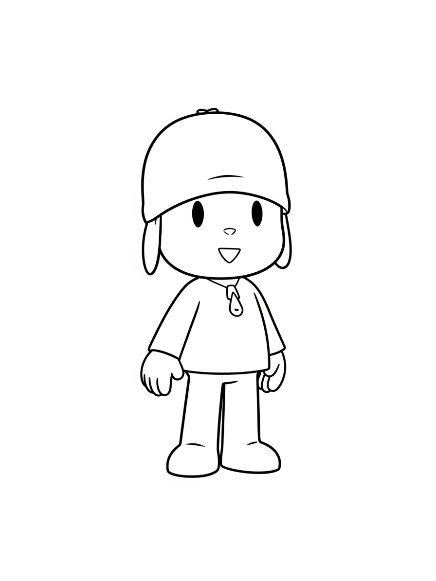 Desenho do Pocoyo sorrindo e pronto para colorir