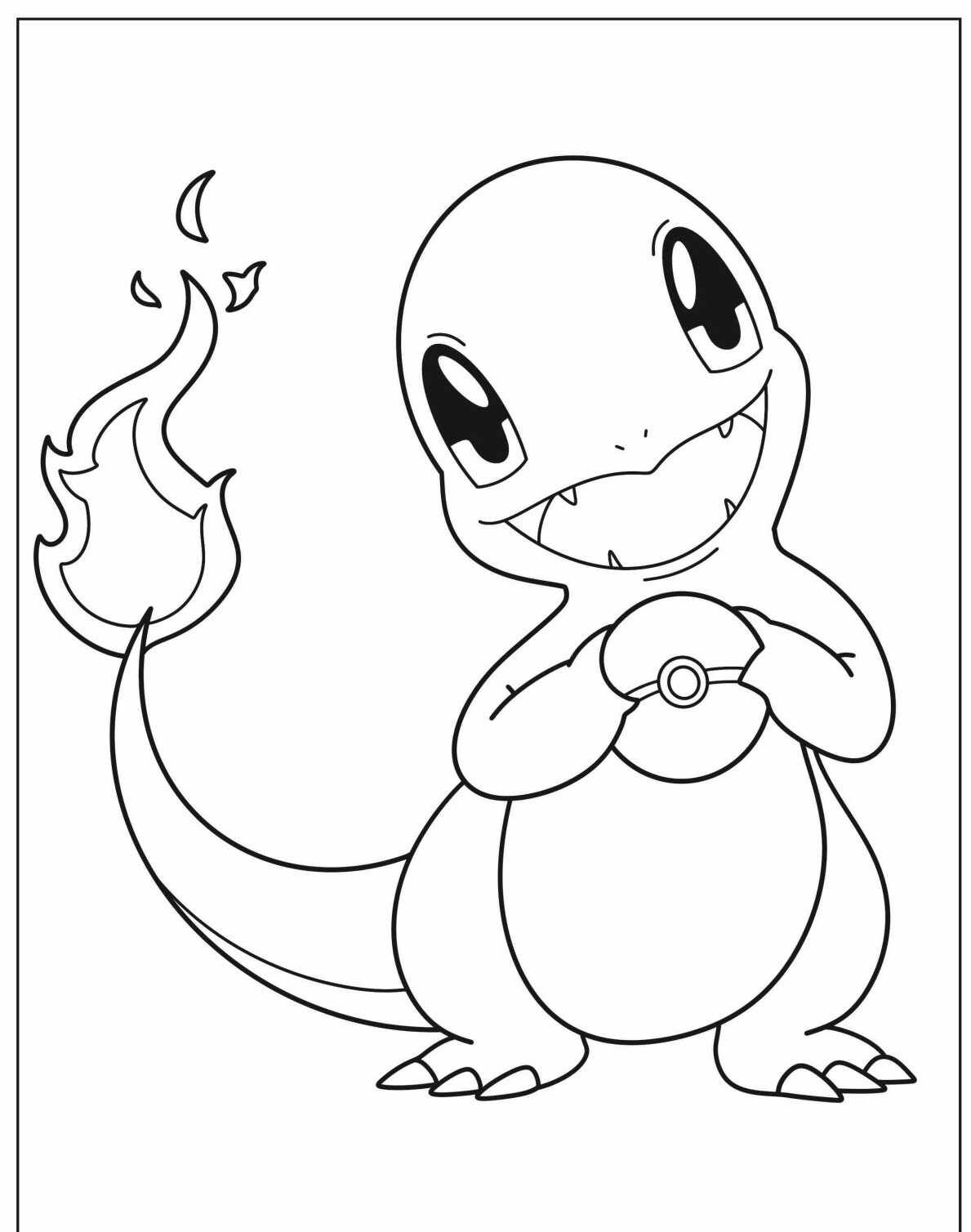 Desenho de Pokémon Charmander sorriso para colorir