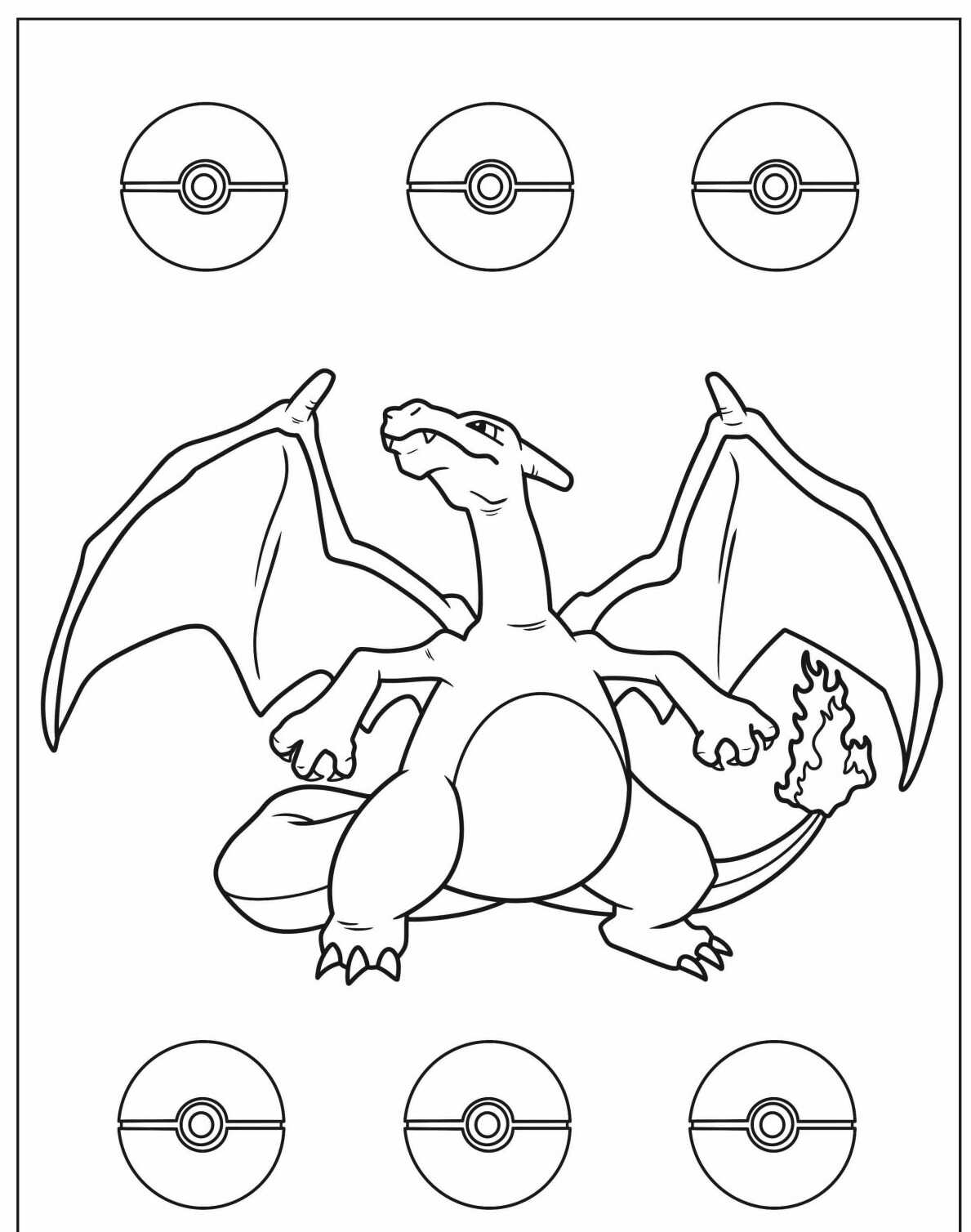 Desenho de Pokémon Charizard voando para colorir