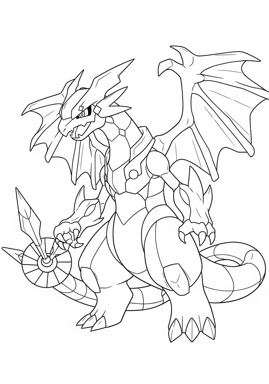 Desenho de Pokémon dragão poderoso com asas para colorir