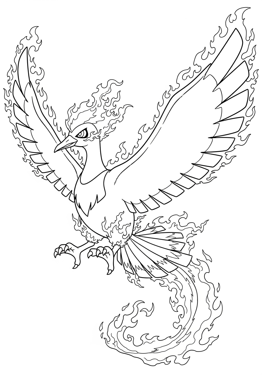 Desenho de Pokémon Moltres para colorir e imprimir
