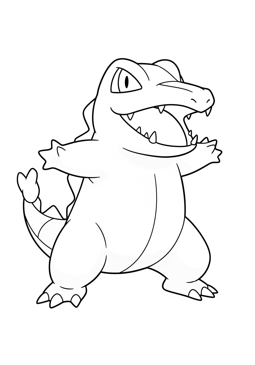 Desenho de Totodile Pokémon feliz para colorir