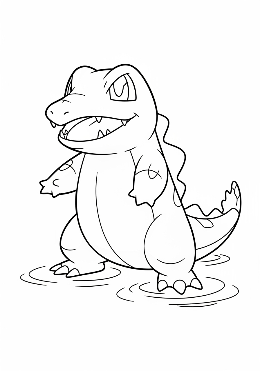 Desenho de Pokémon Totodile para imprimir e colorir