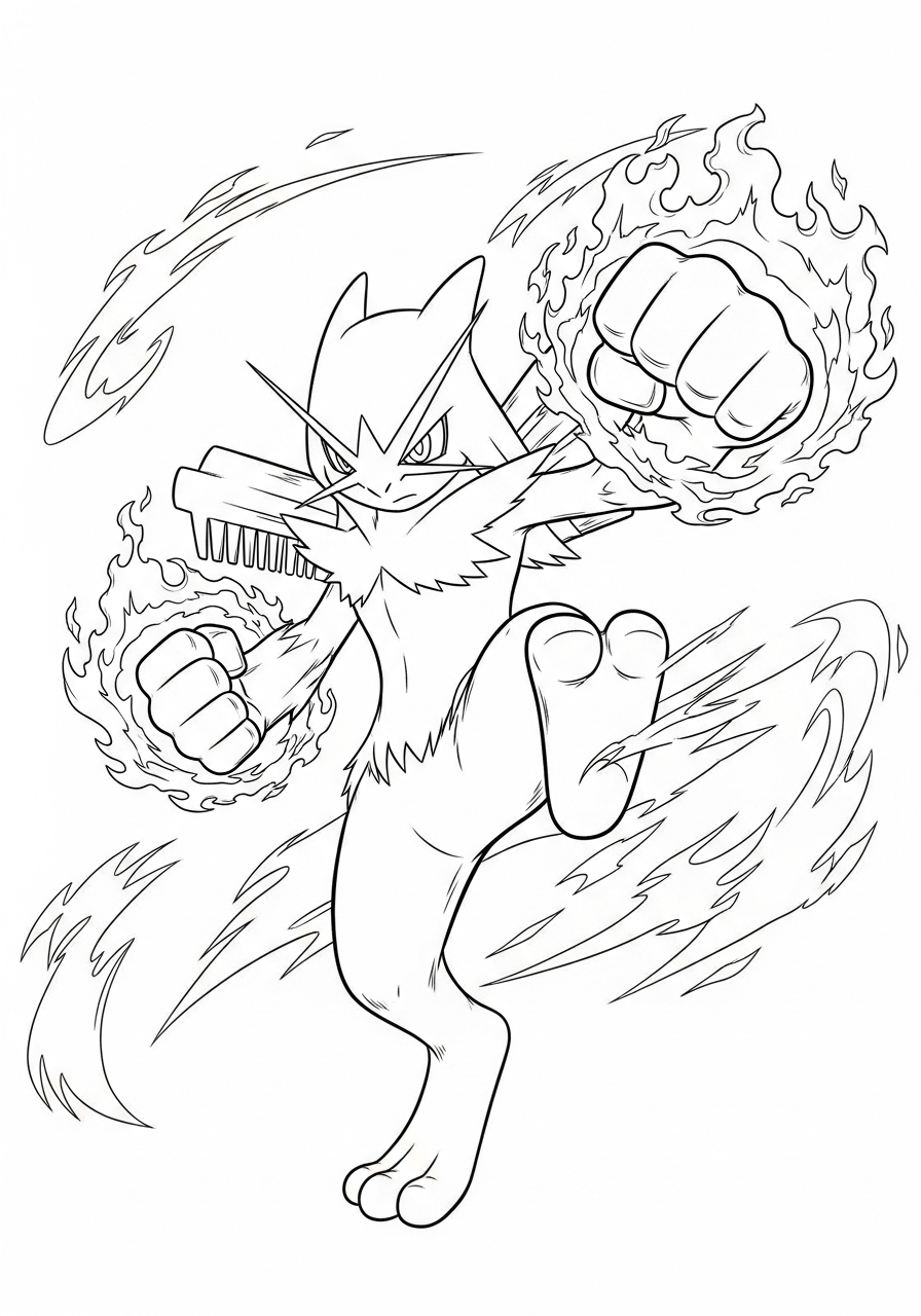 Desenho de Pokémon com personagem lutando para colorir