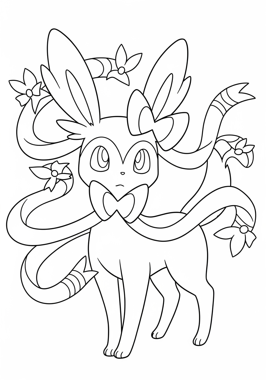 Desenho de Pokémon Sylveon bonito para colorir
