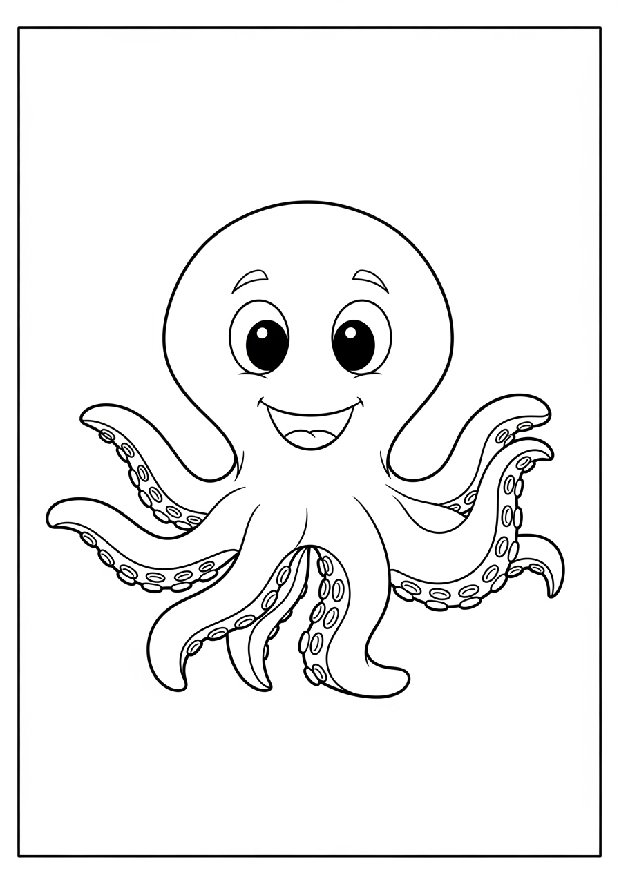 Desenho de Polvo sorridente para colorir com filhos