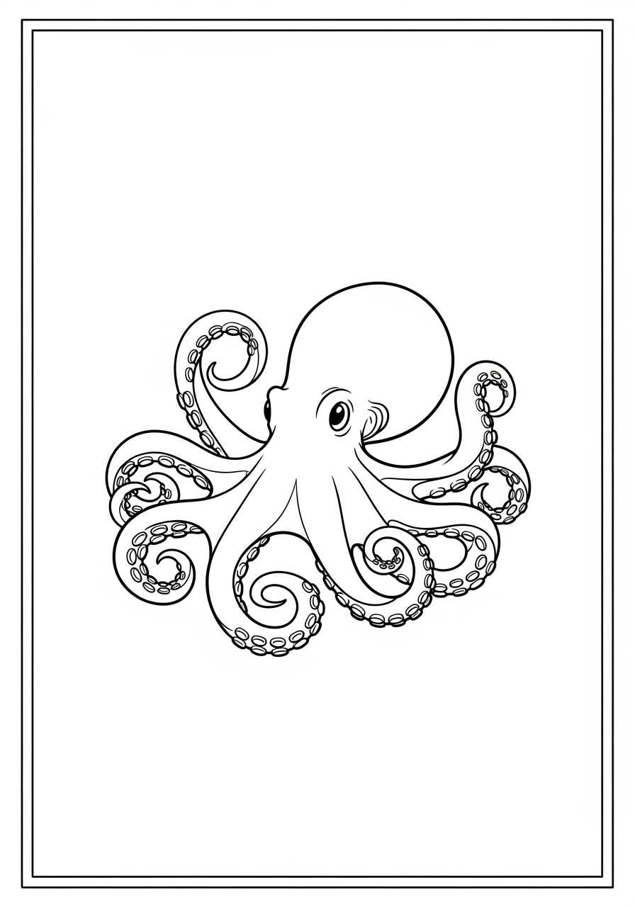 Desenho de Polvo com tentáculos em destaque