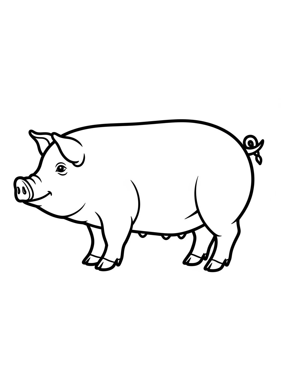 Desenho de Porco Realista Simples para colorir