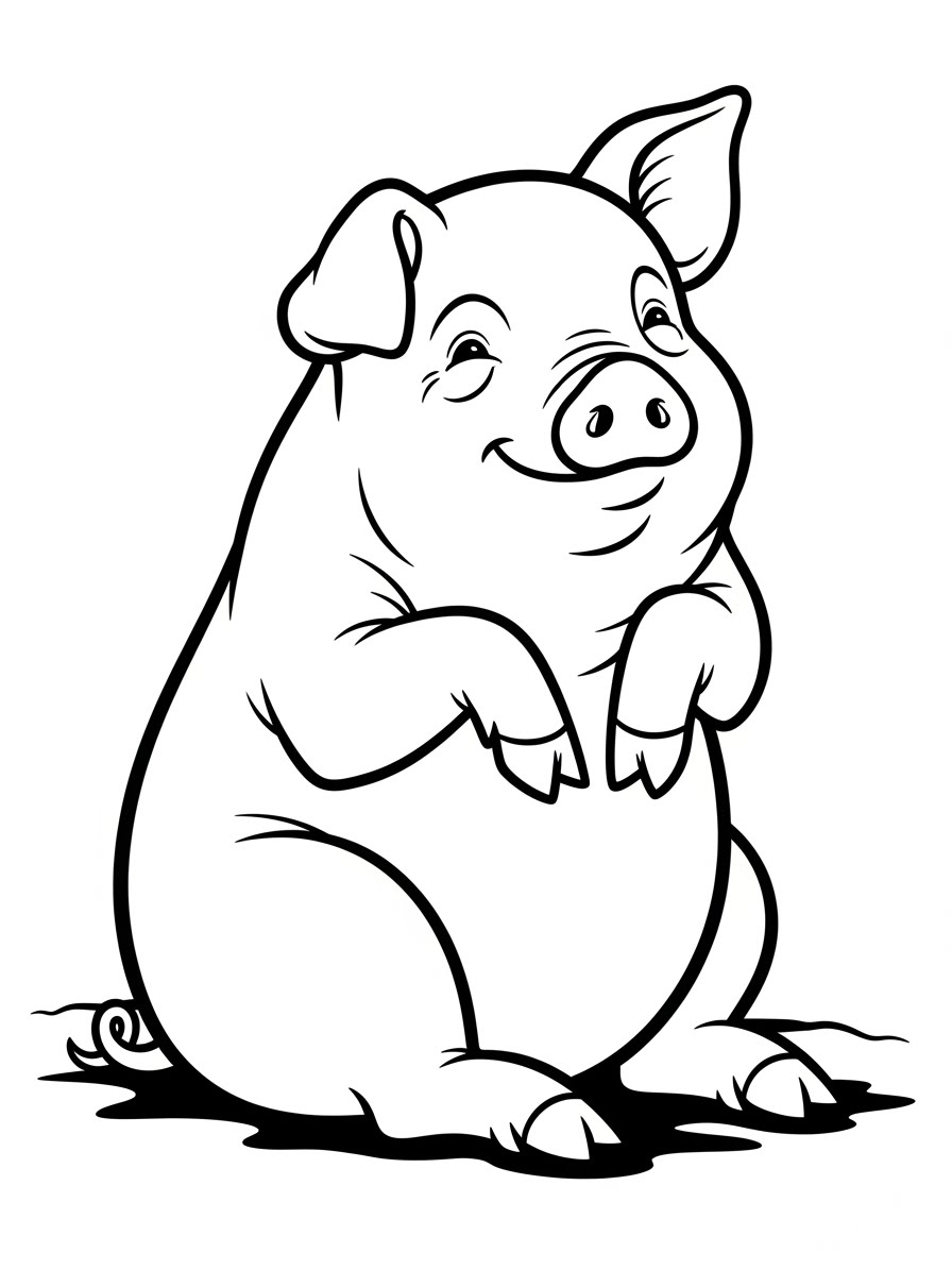 Desenho de Porco Simpático e Fofinho para colorir
