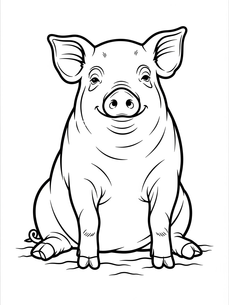 Desenho de Porco Fofo para colorir