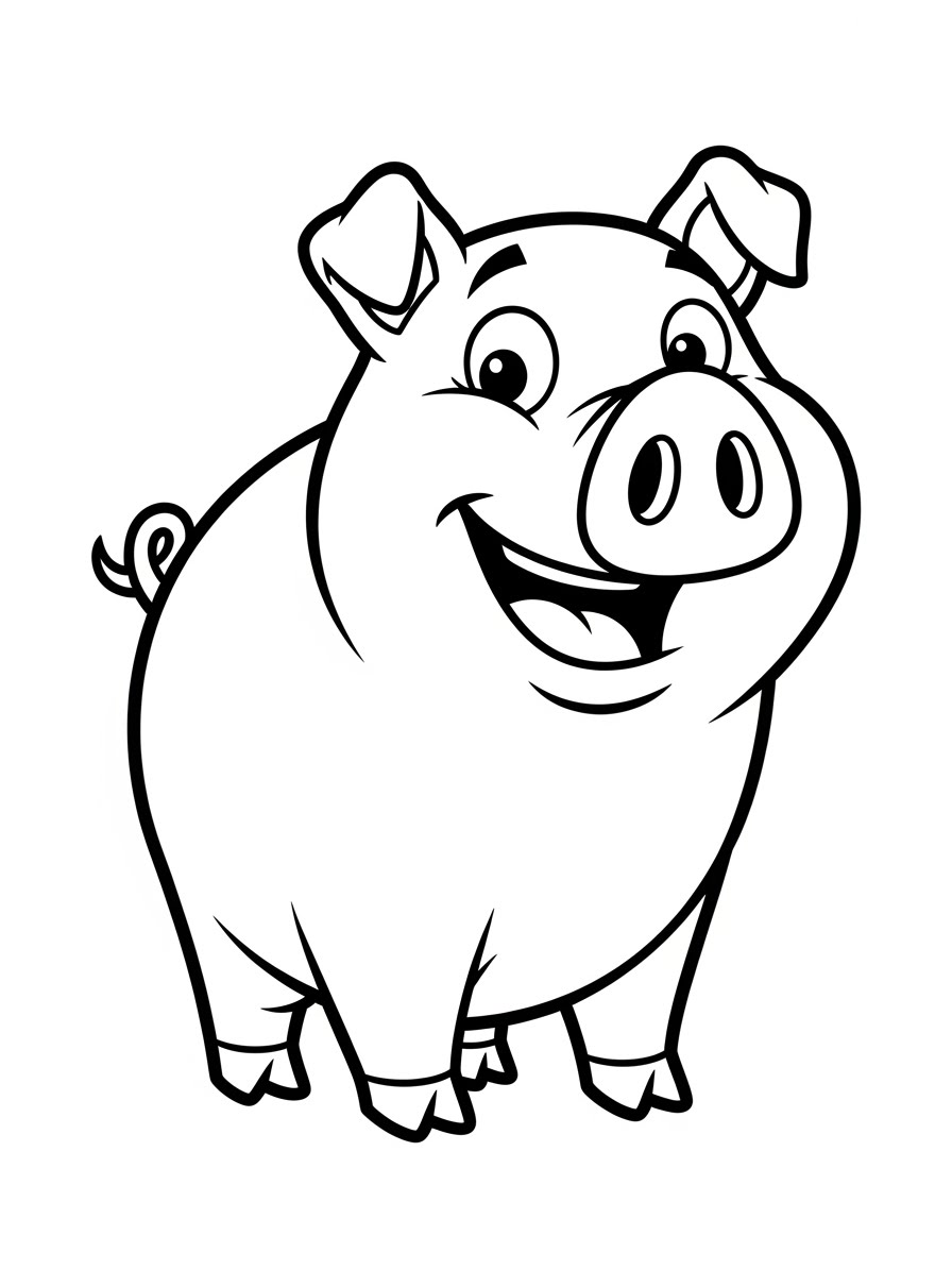 Desenho de Porco Simples e Fofa para colorir