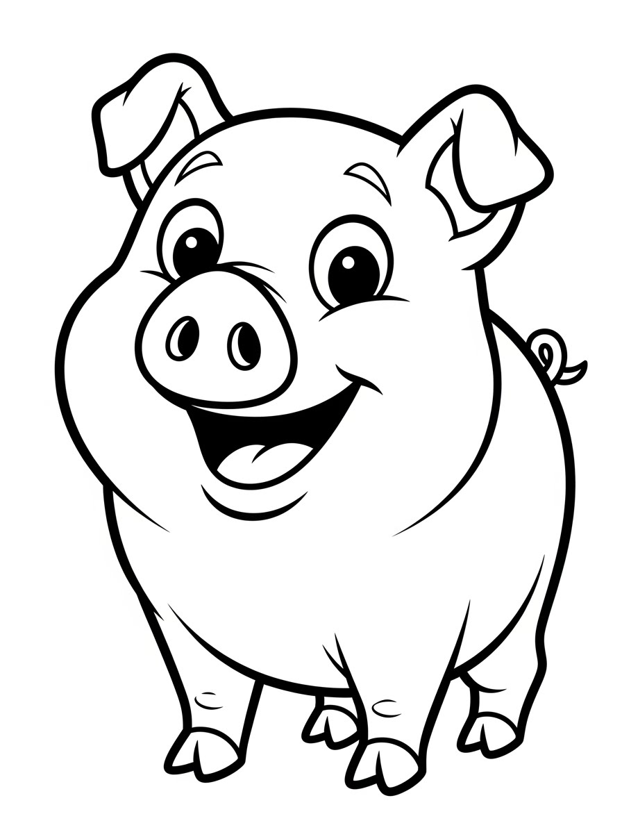 Desenho de Porco Fofo Grátis para colorir