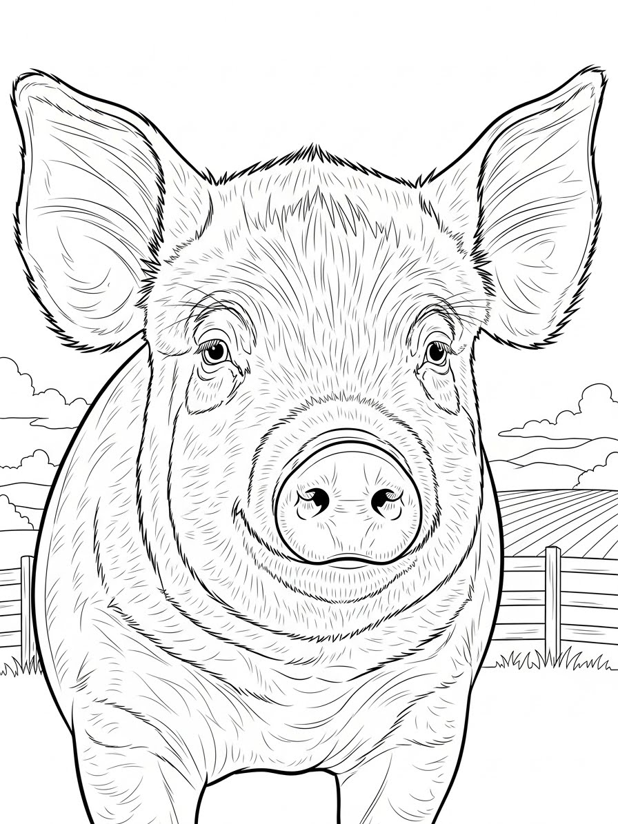 Desenho de Porco Realista para colorir