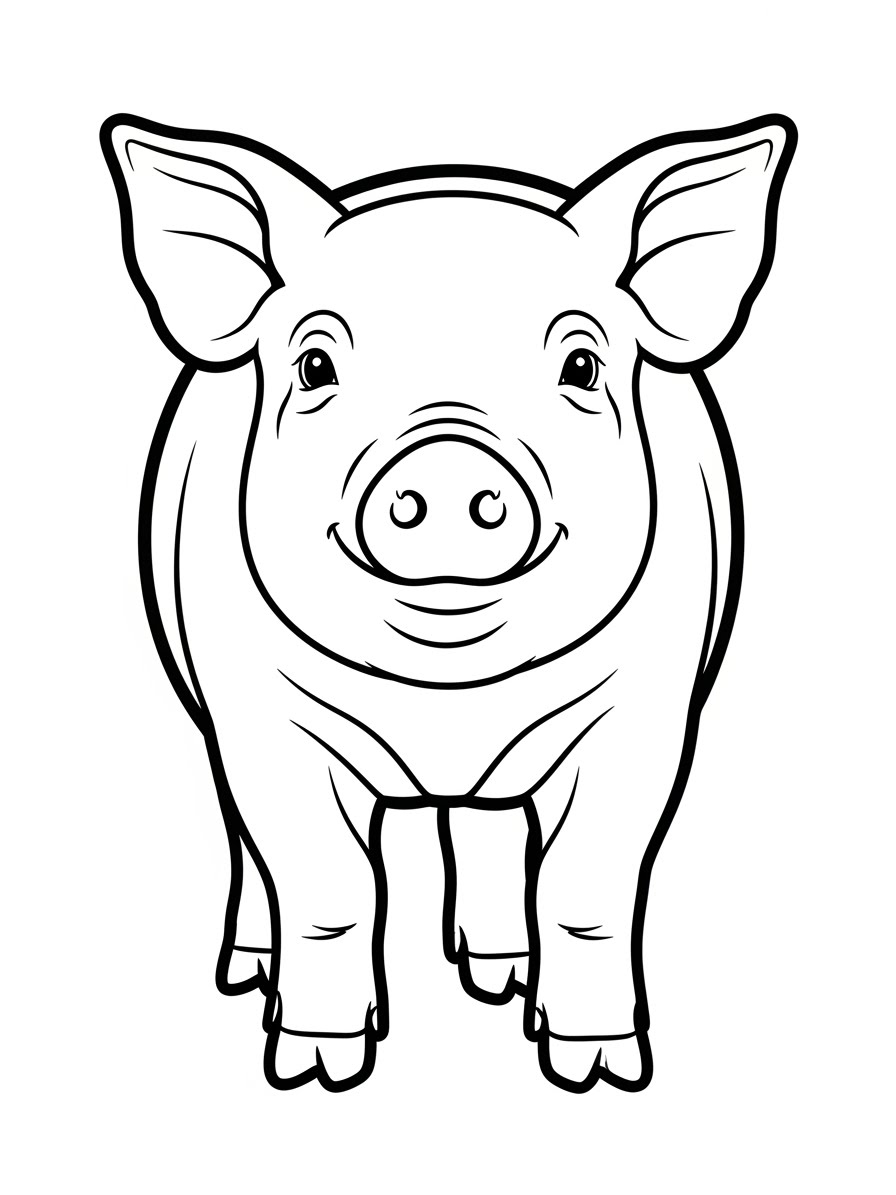 Desenho de Porco Simples para colorir
