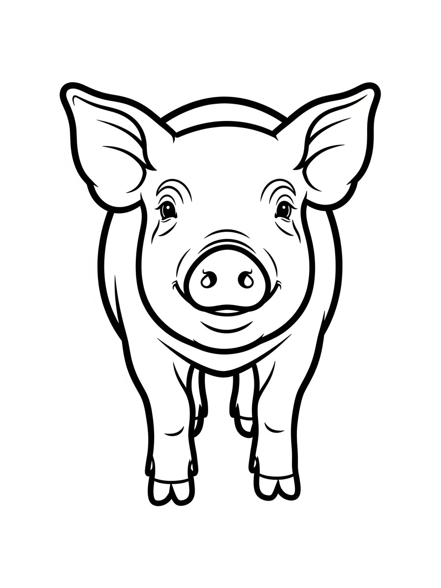 Desenho de Porco Simples e Fofo para colorir
