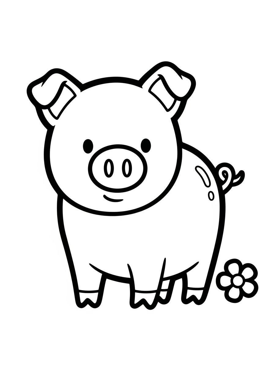 Desenho de Porco Fofo Simples para colorir