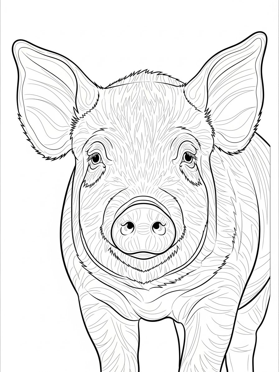 Desenho de Porco Realista para colorir
