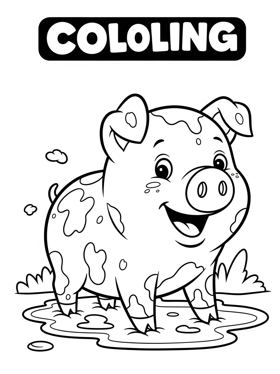 Desenho de Porco Simples para colorir