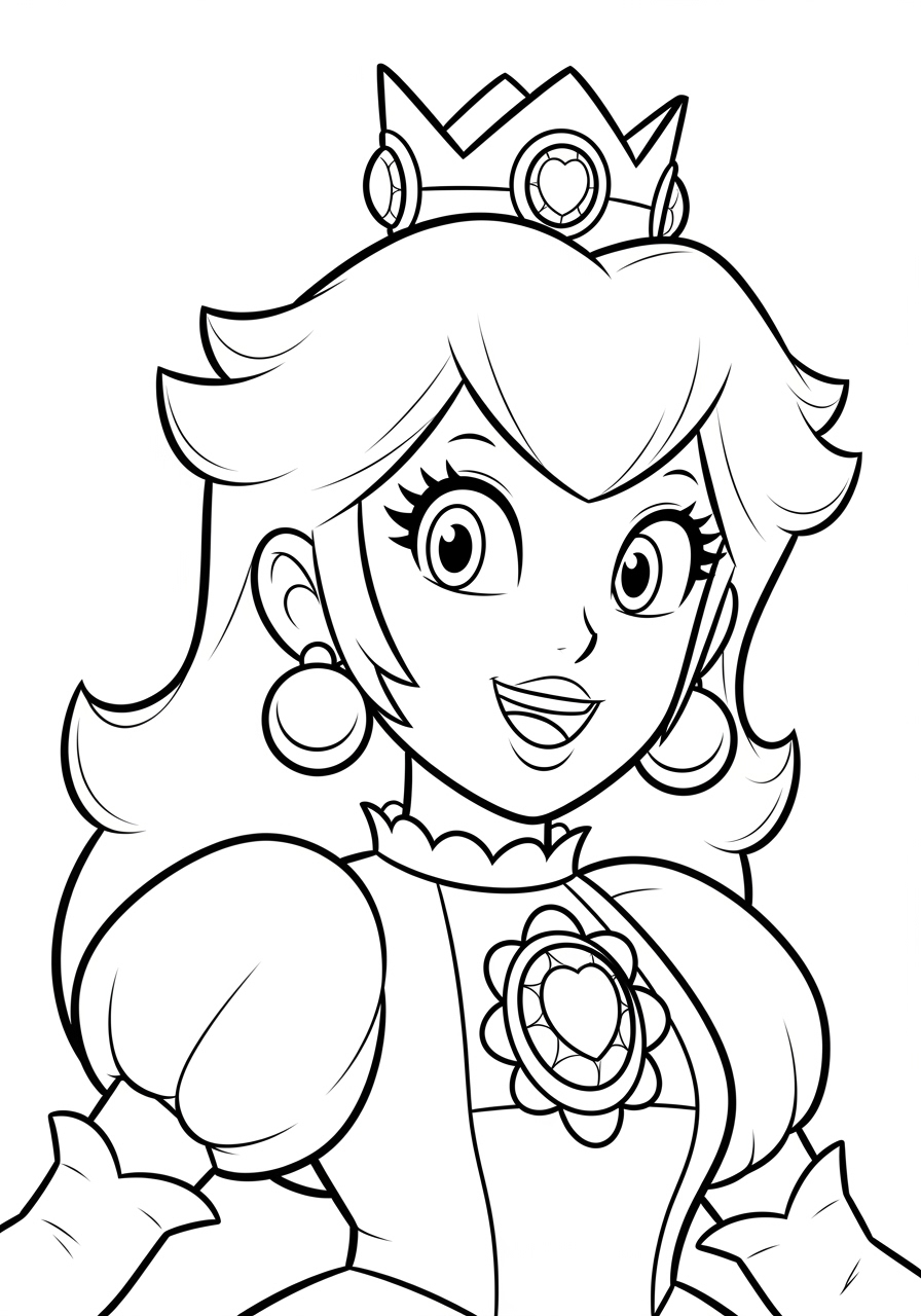 Desenho da Princesa Peach sorrindo e usando uma coroa