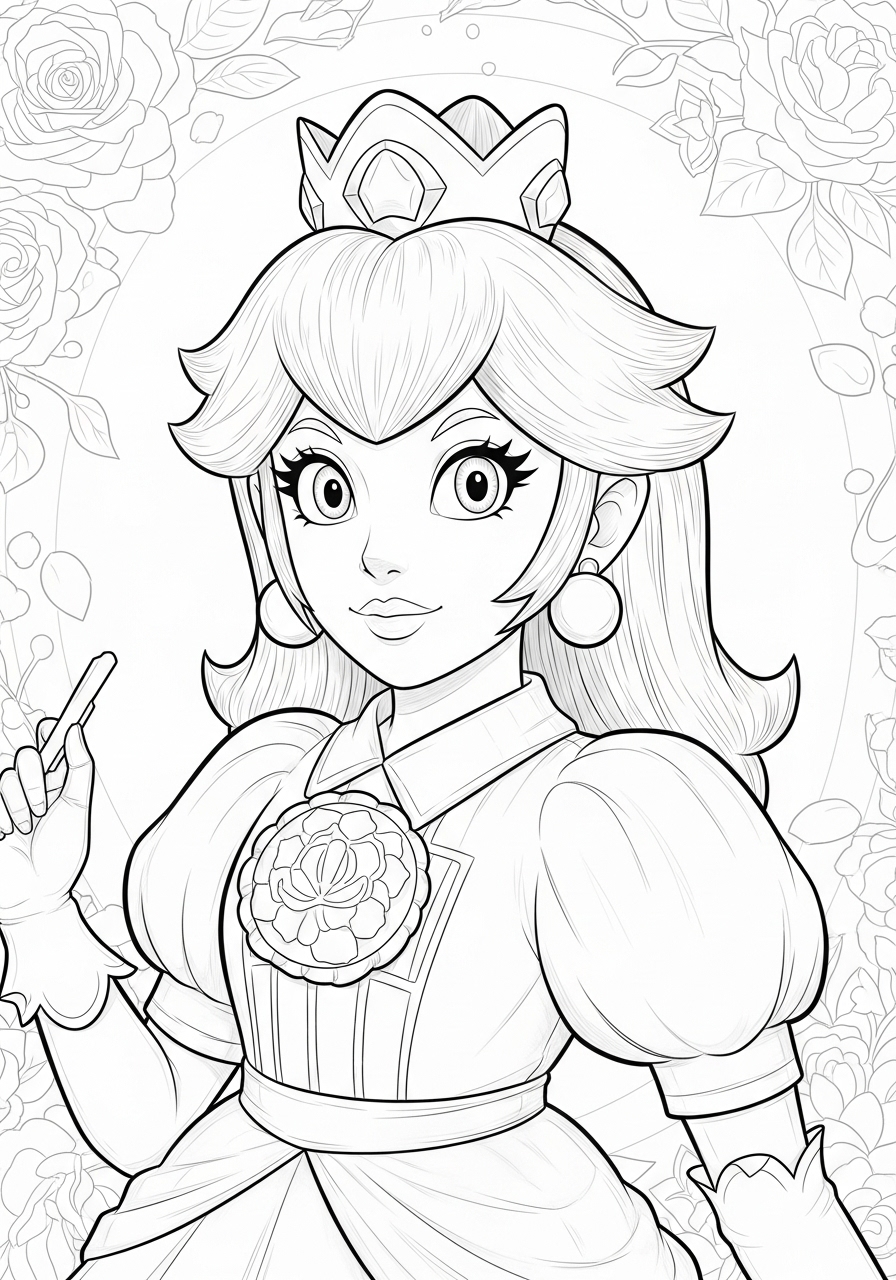 Desenho da Princesa Peach em destaque para colorir