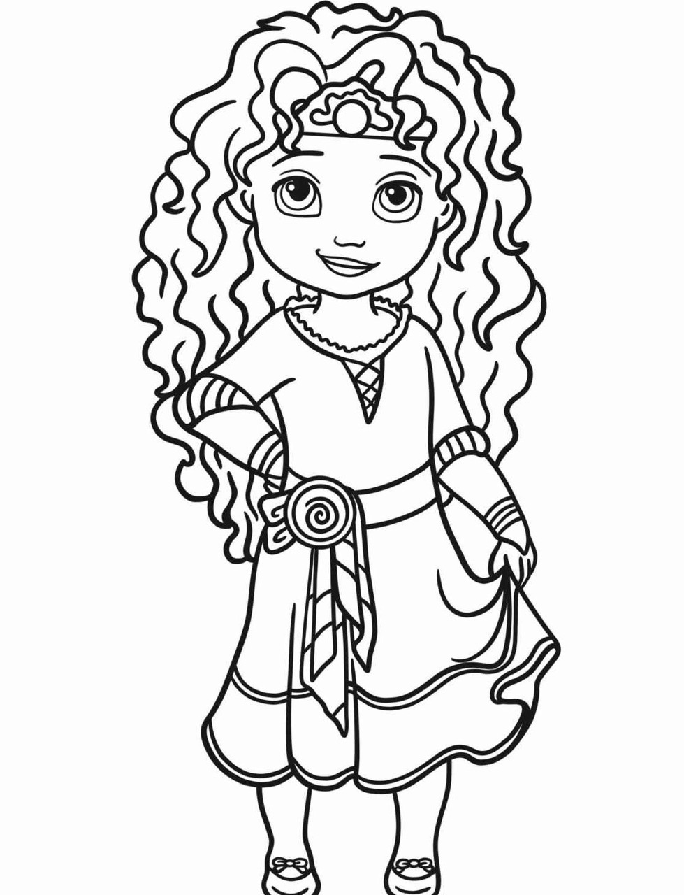 Desenho da Princesa da Disney Rapunzel com vestido para colorir