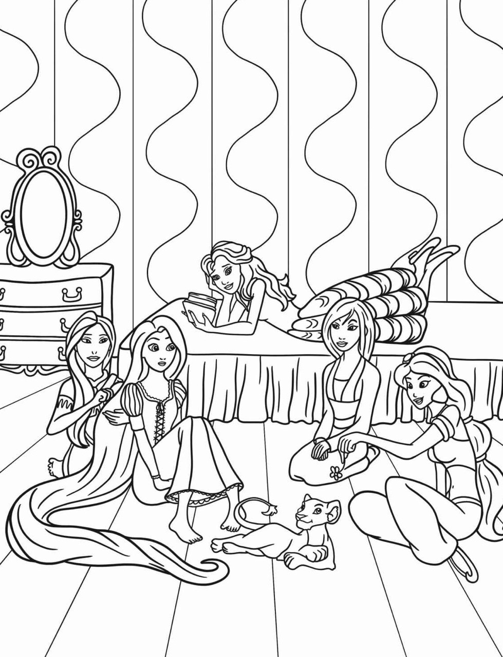 Desenho das Princesas da Disney reunidas para colorir
