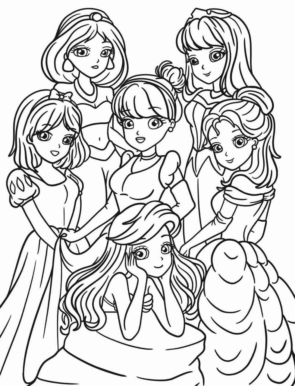 Desenho das Princesas da Disney Cinderela Ariel e outras para colorir