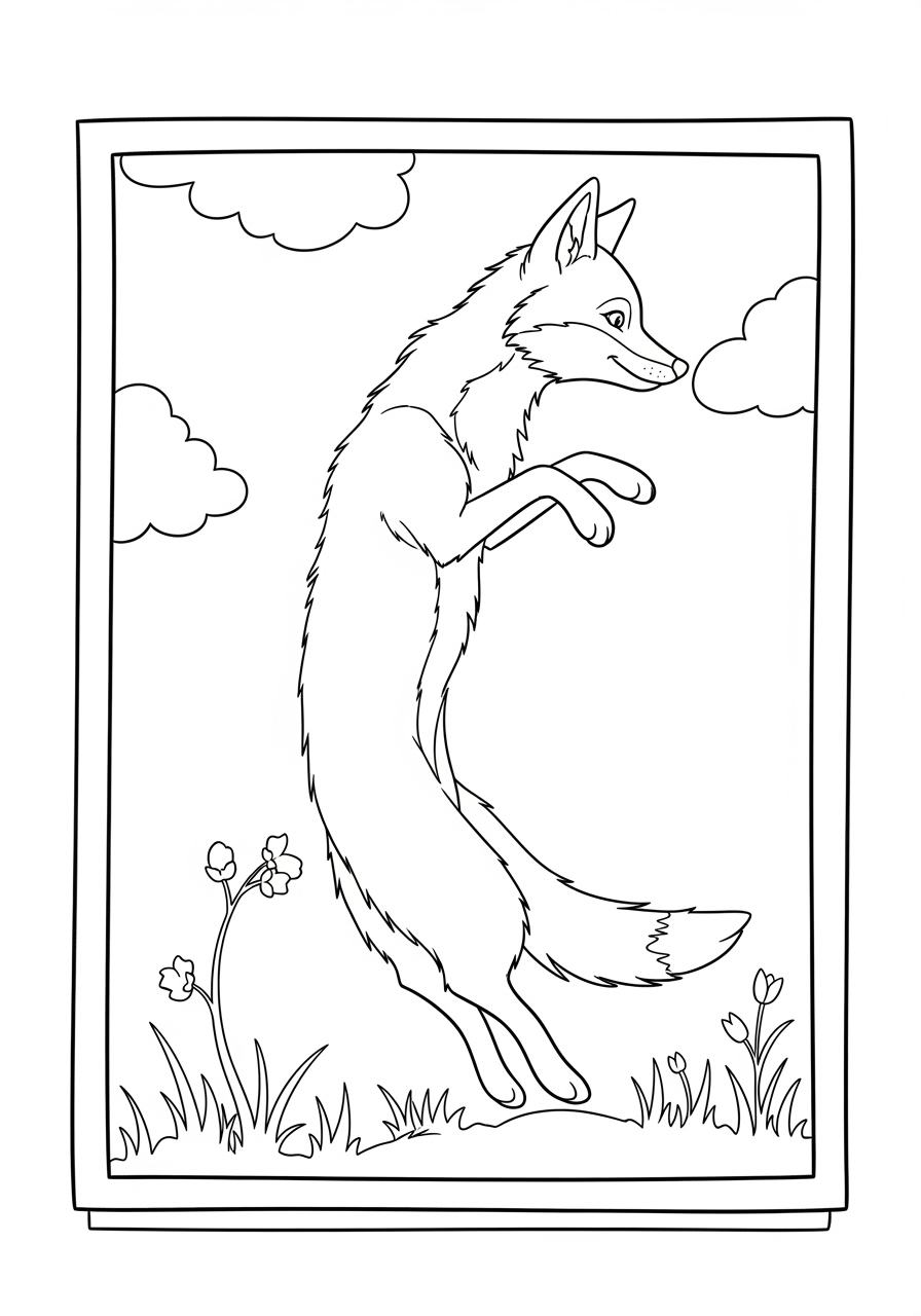 Desenho de Raposa Realista em um Campo para colorir