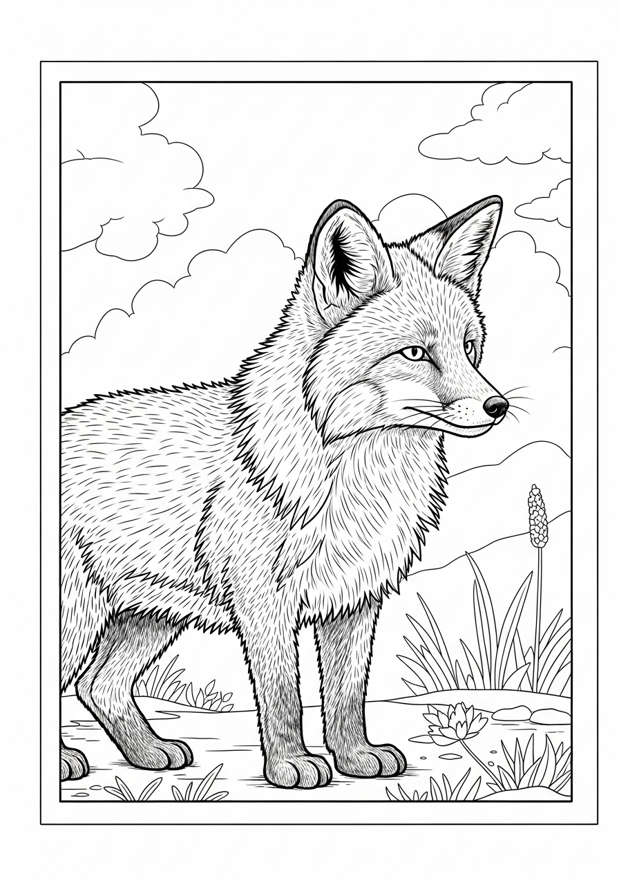 Desenho de Raposa Realista para colorir
