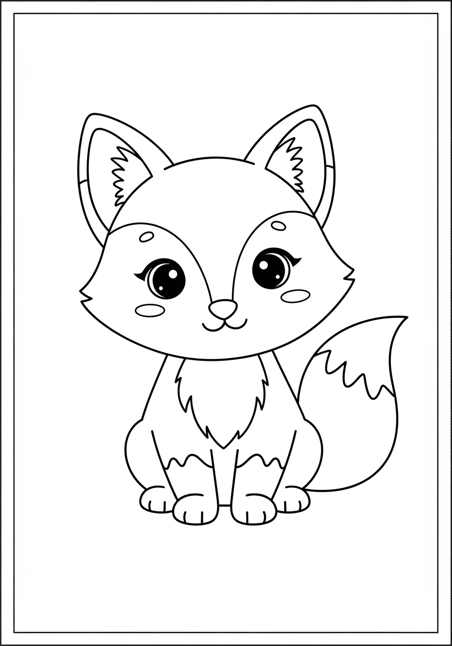 Desenho de Raposa Fofo a Lápis para colorir