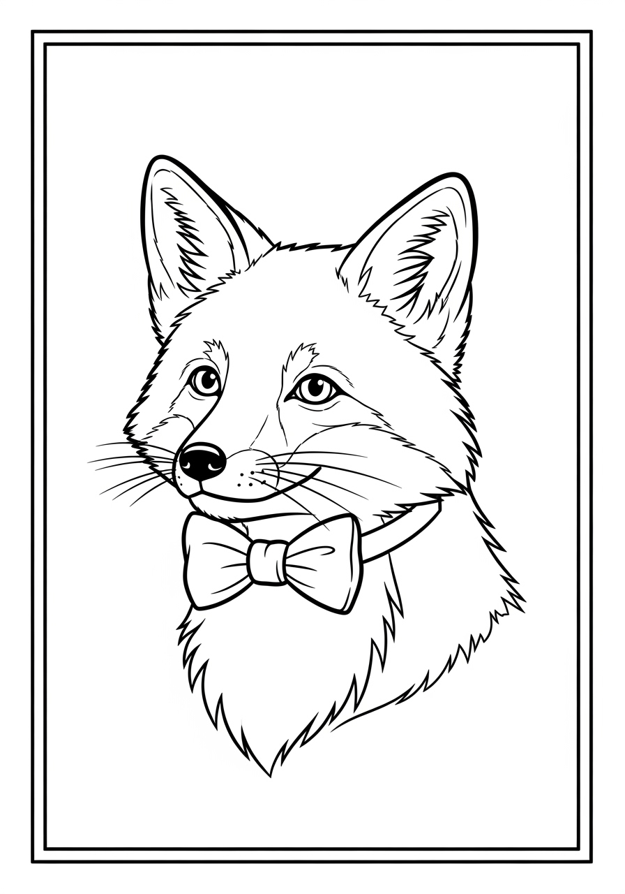 Desenho de Raposa Elegante com gravata para colorir
