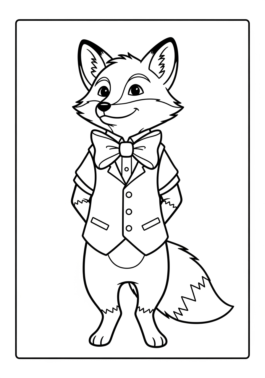 Desenho de Raposa Elegante com Gravata para colorir