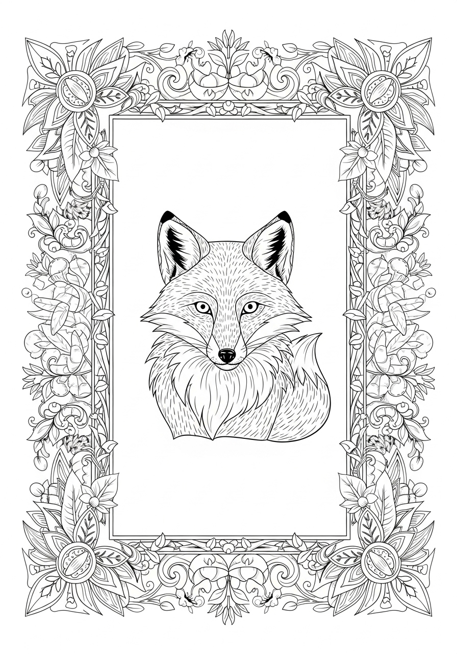 Desenho de Raposa Realista com detalhes para colorir