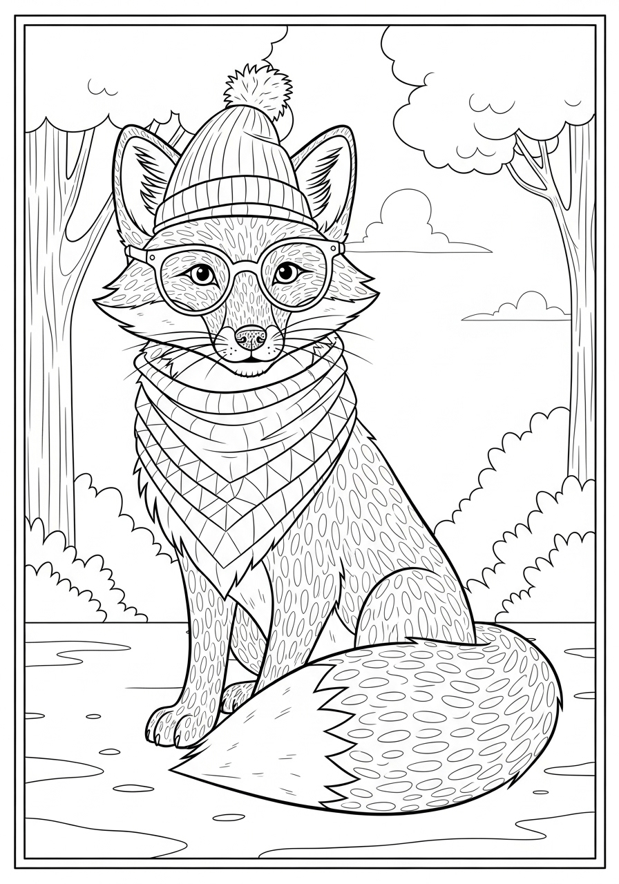 Desenho de Raposa Estilosa para colorir