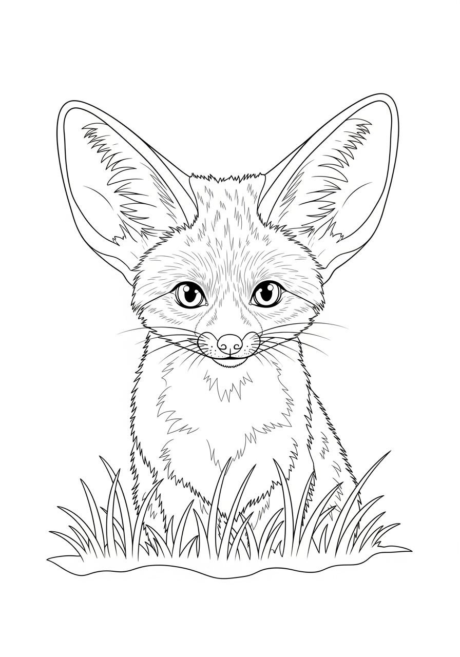 Desenho de Raposa Realista com Orelhas Grandes para colorir