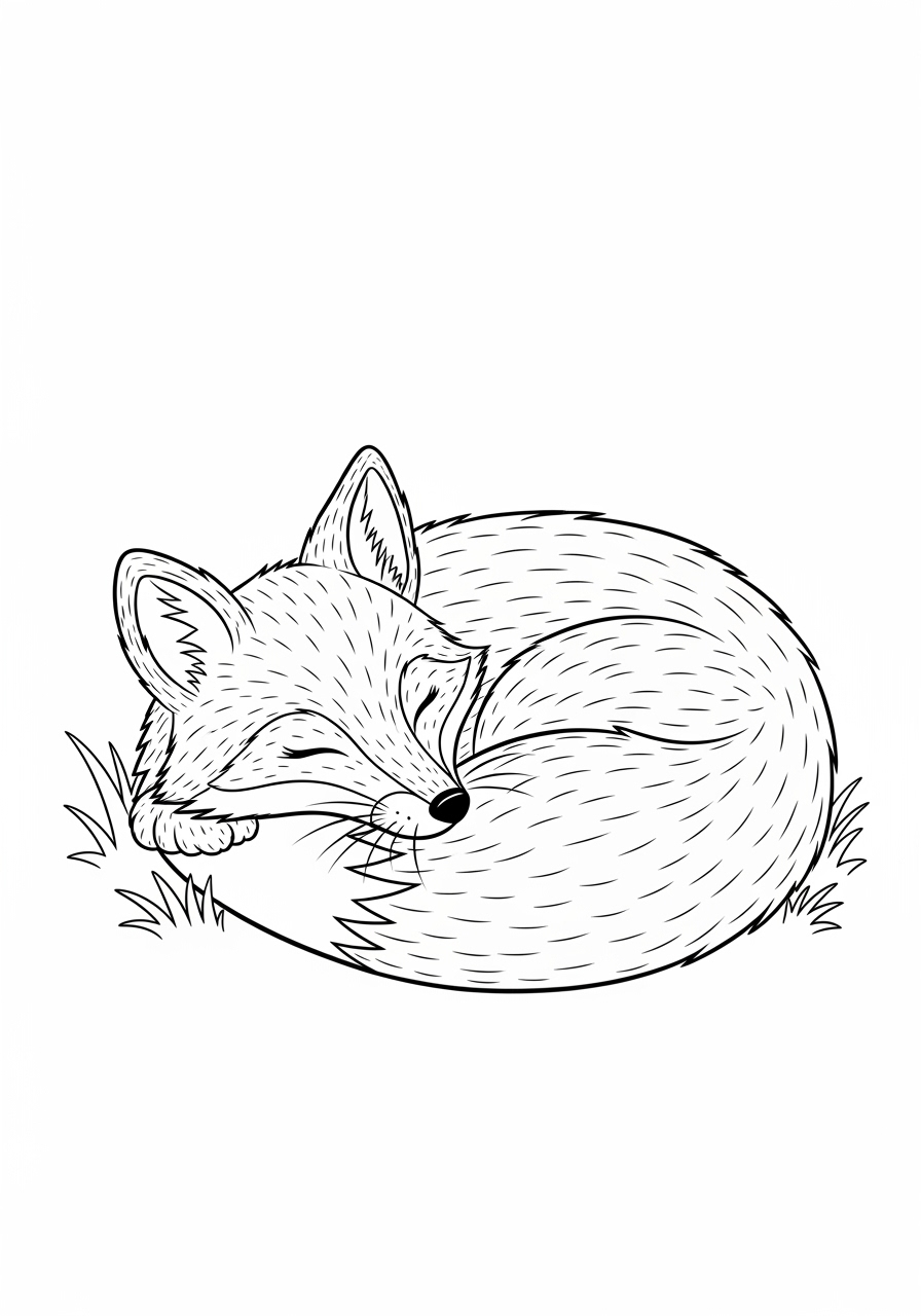 Desenho de Raposa Realista deitada para colorir