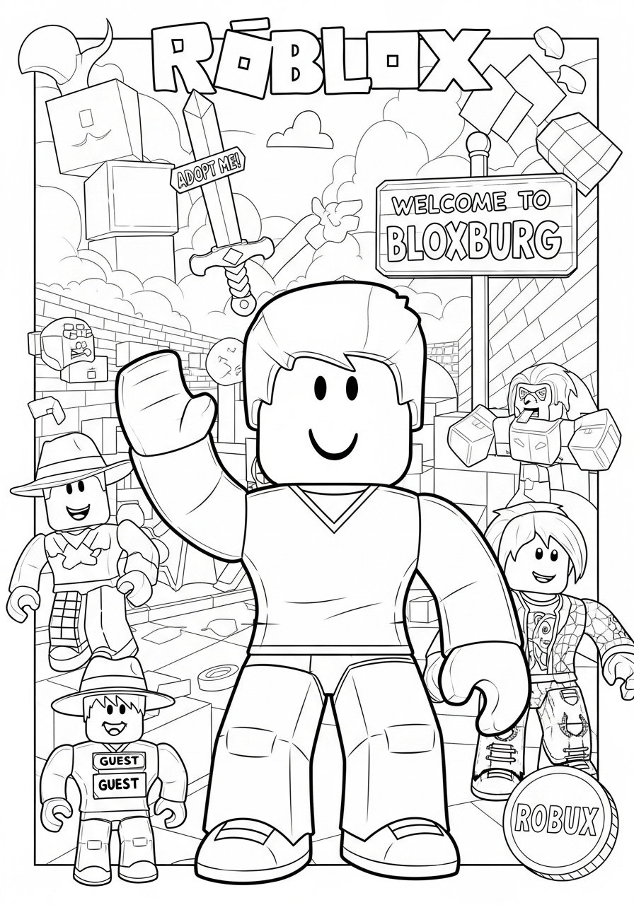 Desenho Roblox de personagens felizes para imprimir e colorir