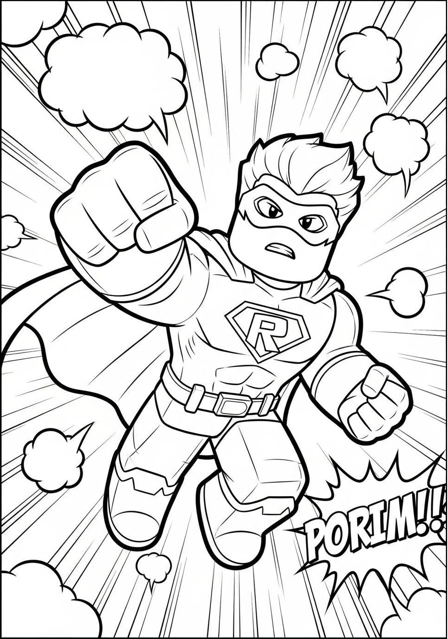 Desenho Roblox super-herói com raios para imprimir e colorir