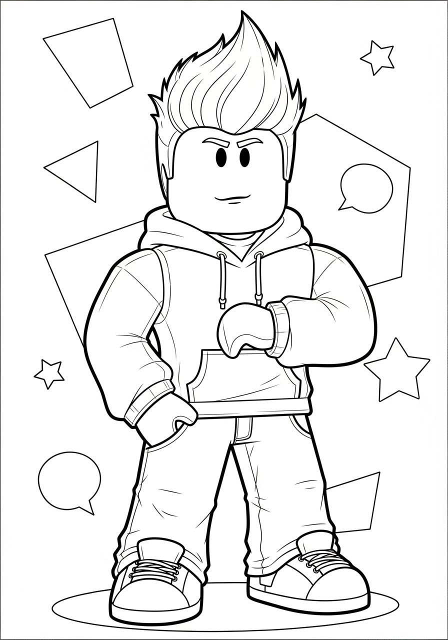 Desenho Roblox de personagem em pé para imprimir e colorir