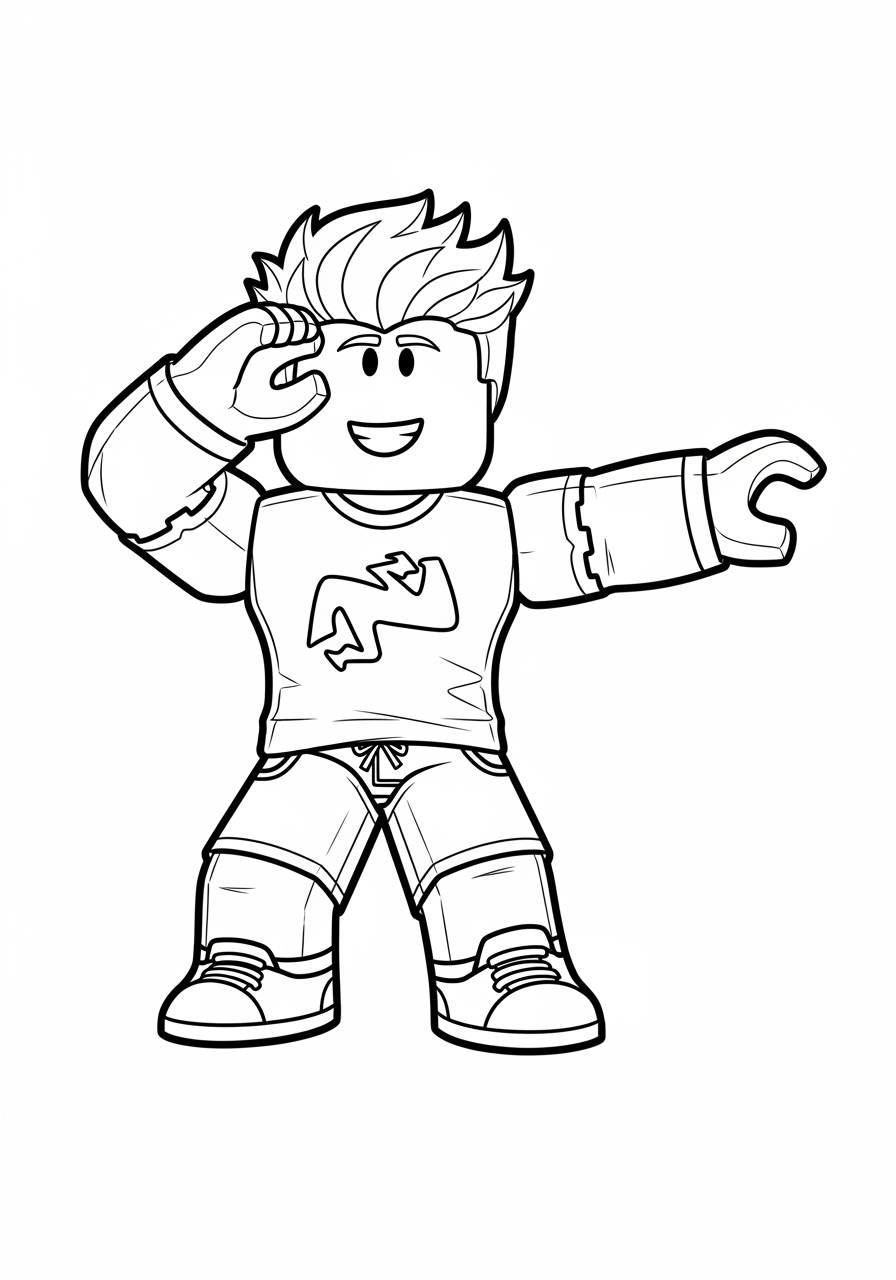 Desenho Roblox de personagem com cabelo e camiseta para colorir