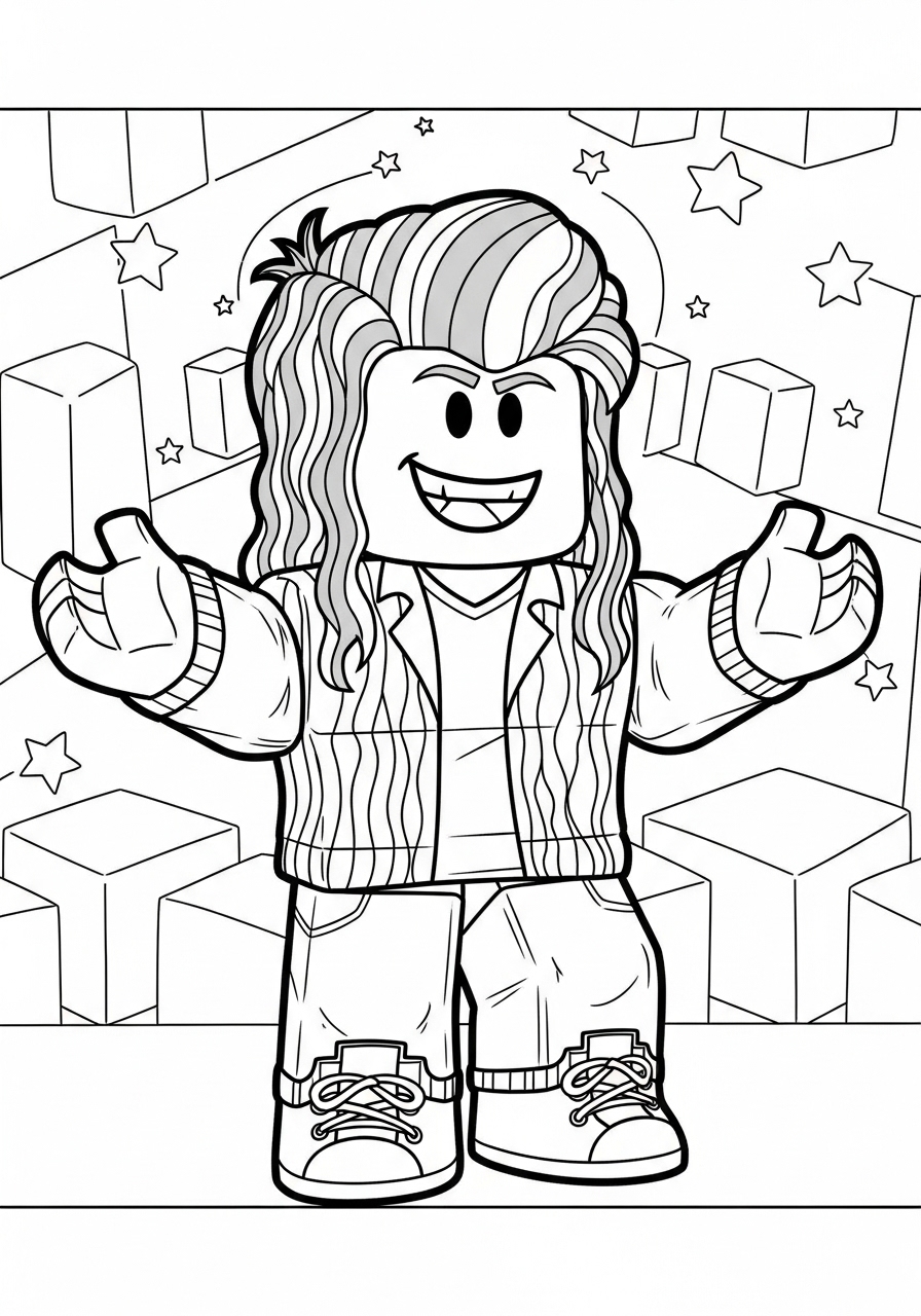 Desenho Roblox de personagem sorridente para imprimir e colorir
