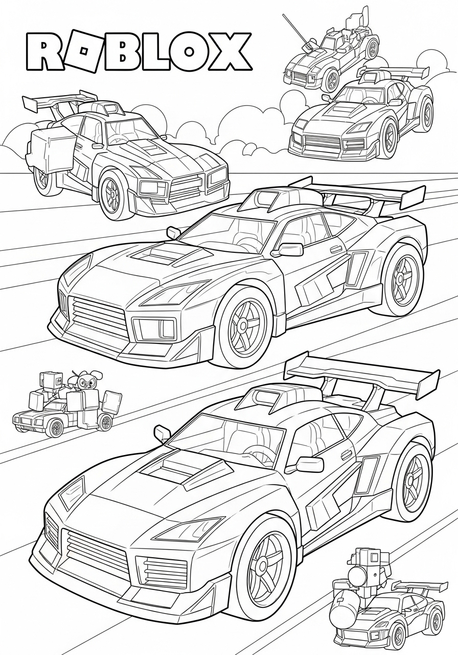 Desenho Roblox de carros para imprimir e colorir