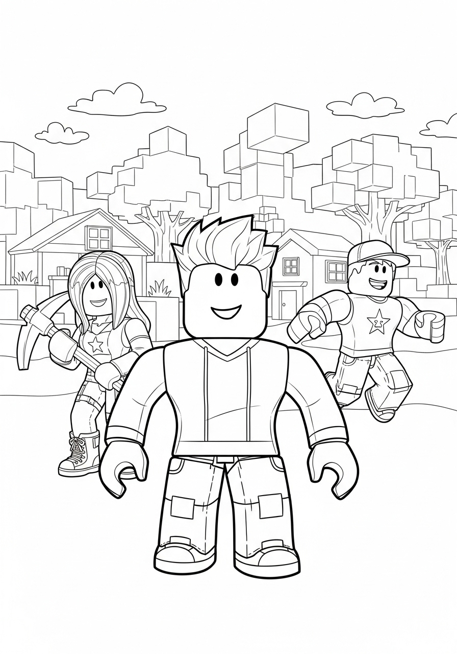 Desenho Roblox de personagens para imprimir e colorir