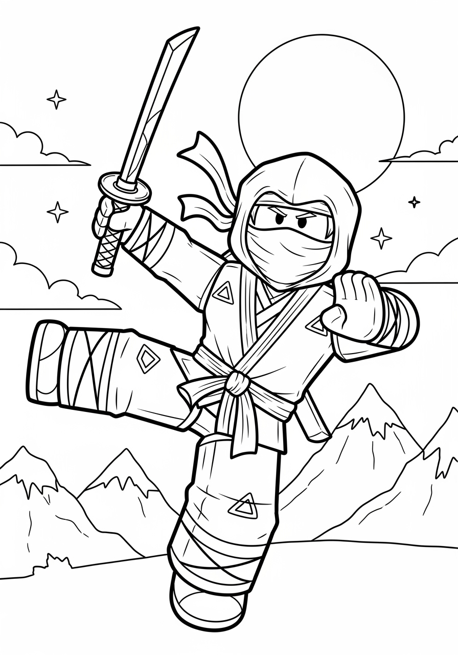 Desenho Roblox de um ninja para imprimir e colorir